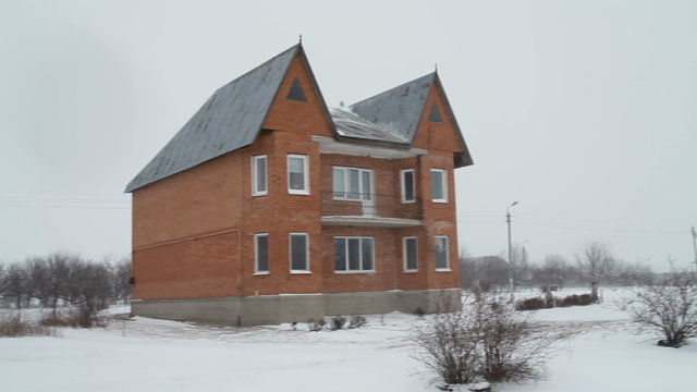 unfinished lone house of the farmer at khutor