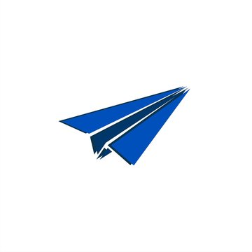 Icon embossed paper airplane on white background