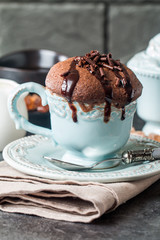 Chocolate souffle with  chocolate
