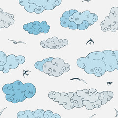 Obraz premium Blue Clouds, seamless pattern.