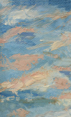Fototapeta premium background is pink, white, blue. Just like the sky clouds. Oil painting textured