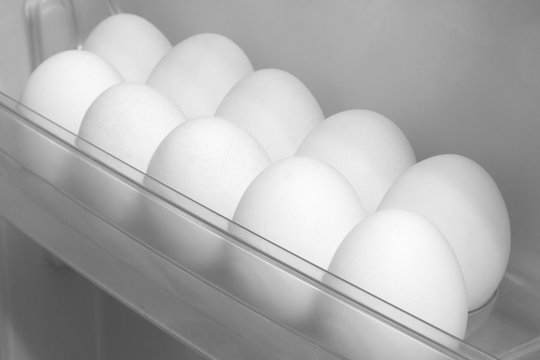 chicken eggs  lying in refrigerator