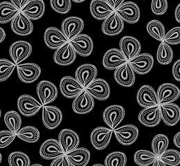 Fototapeta premium Decorative vector seamless pattern with white ornamental flowers. You can use any color of background