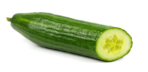 cucumber with water drops on a white background