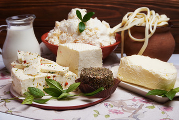 Set of dairy milk products