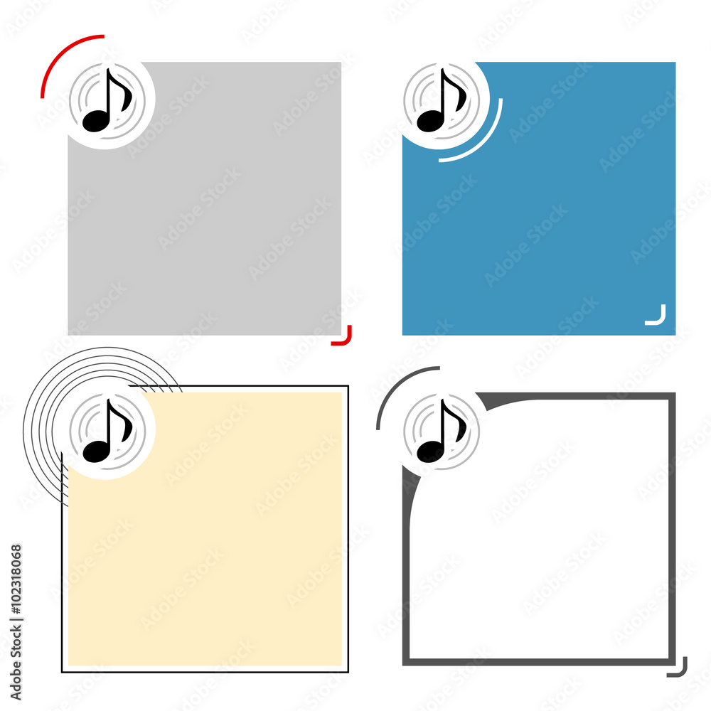 Poster four different text frames for your text and music icon