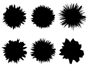 Black and white isolated set of six vector shapes. Of abstract virus and bacteria.