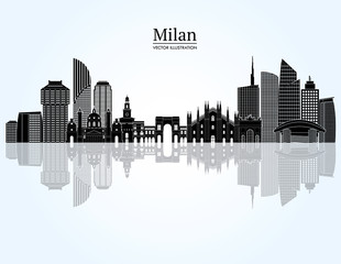 Naklejka premium Panoramę Mediolanu. Ilustracji wektorowych