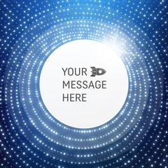 Round Frame with Place for Text. Lattice Structure. Network Technology Communication Background. Graphic Design. 3D Grid Surface with Particles. Illustration For Marketing, Advertising, Presentation.
