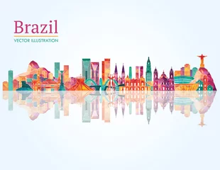 Fotobehang Brazil Landmark skyline. Vector illustration © lisakolbasa