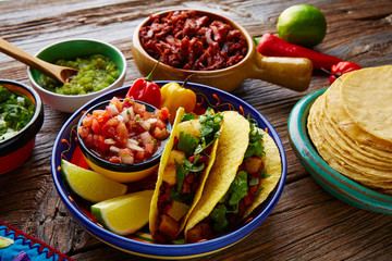 Tacos al pastor Mexican with coriander pineapple