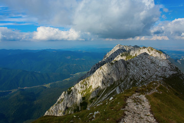 Spring landscape and Piatra Craiului mountains in background,Tra