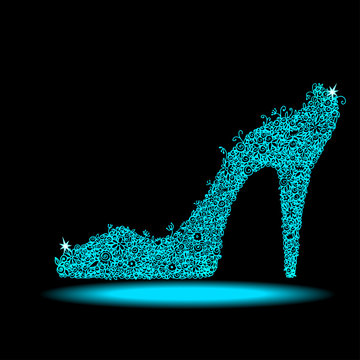 Icon Crystal Shoe On Black Background  Isolated