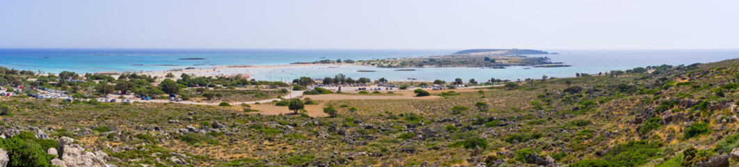 Fototapeta na wymiar Panorama of Elafonisi beach, Crete