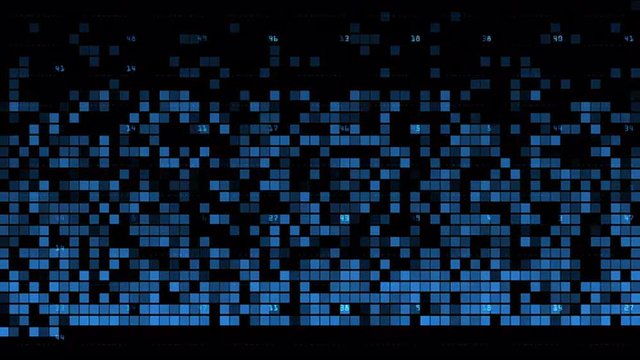 Extreme abstract grid digital background with rectangles lines and shades of blue 4K