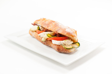 Ciabatta with zucchini mozzarella and tomato