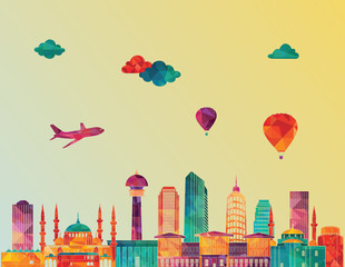 Ankara detailed skyline. Vector illustration