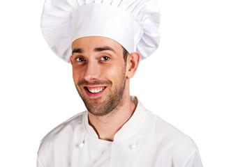 A male chef isolated over white background