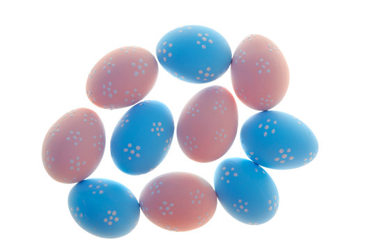 Painted Easter eggs on white background. Isolated.