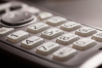 Phone keypad with letters close-up macro shot