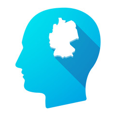 Long shadow male head icon with  a map of Germany
