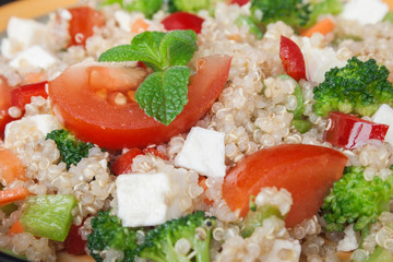 Close up image of healthy quinoa salad