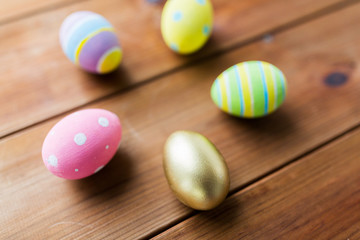 close up of colored easter eggs