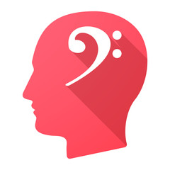 Long shadow male head icon with an F clef