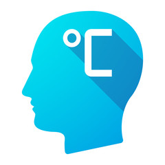 Long shadow male head icon with  a celsius degree sign