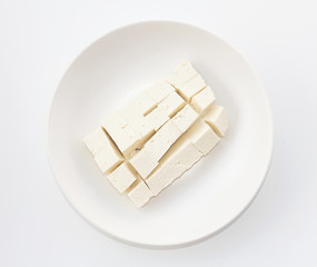 bean curd tofu on dish top view