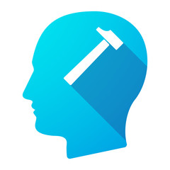 Long shadow male head icon with a hammer