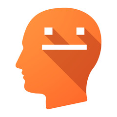 Long shadow male head icon with a emotionless text face