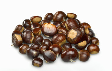 fresh chestnuts over white