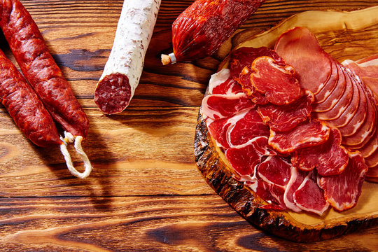 Tapas Iberico ham and lomo sausage Spain