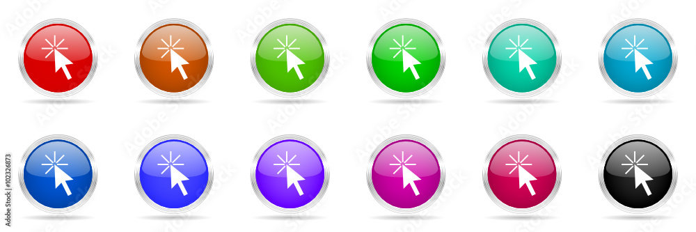 Poster click here vector icons set