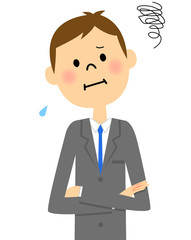 スーツの男性（上半身）　困る