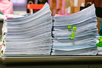Document on desk in work office.(Soft focus.)
