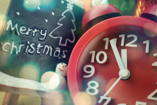countdown clock face in blur style and bokeh for new year and christmas background
