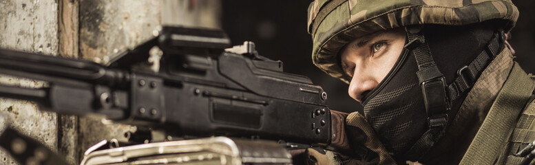 Firing automatic weapon