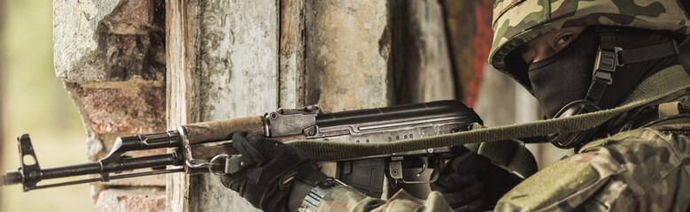 Soldier in combat uniform