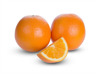 Orange juice and slices of orange isolated on white background