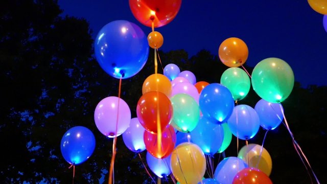 multicolored balloons, holiday, children's holiday,  birthday party, wedding , feast, fiesta, fete , gala day. Childhood dreams and memories.
