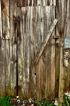 Wooden door of old barn