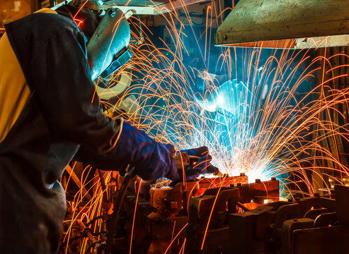 welder Industrial automotive part in factory