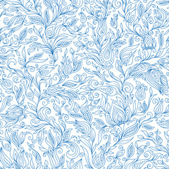 Obraz premium Paisley Flowers Design Elements Seamless Pattern