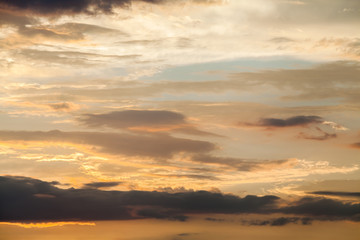 colorful dramatic sky with cloud at sunset