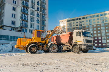 cleaning and snow loading on the truck