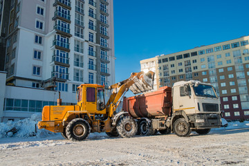 cleaning and snow loading on the truck