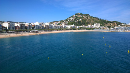 Fototapeta na wymiar View of the beach of Blanes, Girona, Spain