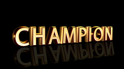 Champion, gold text isolated on black background